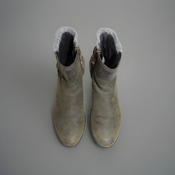 SOREL Boots 8.5 Lolla Ankle Bootie Green Leather Buckle Waterproof NL2269-213 - Picture 2 of 10